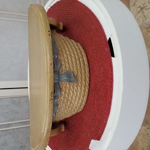 Vintage Burnwood Straw Hat Wall Shelf